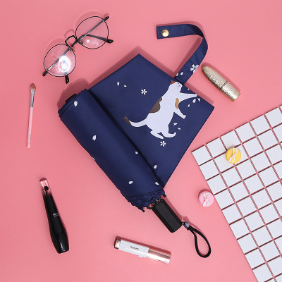 手动卡通樱花伞8骨三折晴雨伞 创意黑胶防紫外线榴莲视频黄下载官方遮阳伞定制伞